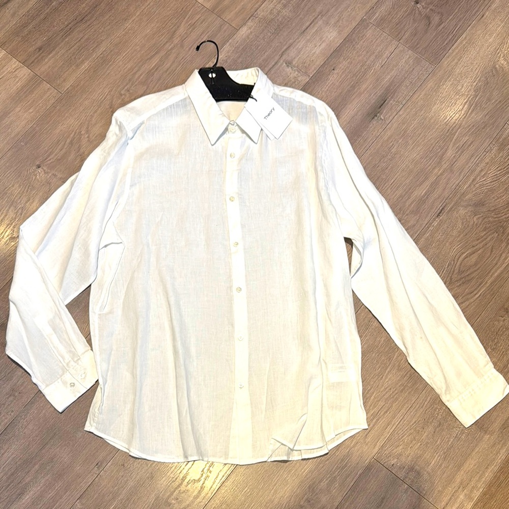 Theory Men's White Linen Shirt